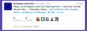 The EU is distancing itself from the idea of banning porn. (Credit: www.twitter.com/European_Union)